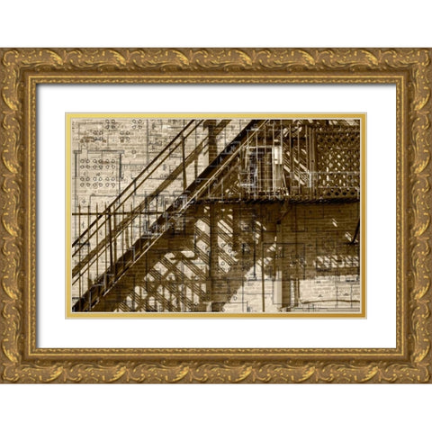 Architecture Drawing I Gold Ornate Wood Framed Art Print with Double Matting by Jasper, Sisa