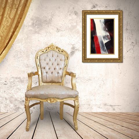 Red Streak I Gold Ornate Wood Framed Art Print with Double Matting by Gordon, Sharon