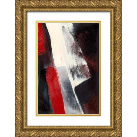 Red Streak I Gold Ornate Wood Framed Art Print with Double Matting by Gordon, Sharon