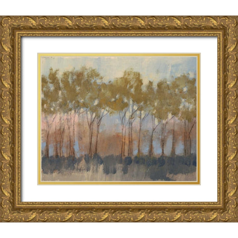 Ochre Treeline I Gold Ornate Wood Framed Art Print with Double Matting by Goldberger, Jennifer