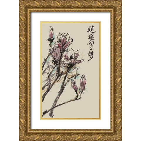 Mandarin Magnolia II Gold Ornate Wood Framed Art Print with Double Matting by Wang, Melissa