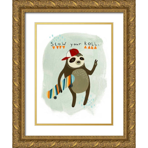 Hipster Sloth I Gold Ornate Wood Framed Art Print with Double Matting by Vess, June Erica