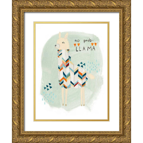Llama Squad I Gold Ornate Wood Framed Art Print with Double Matting by Vess, June Erica
