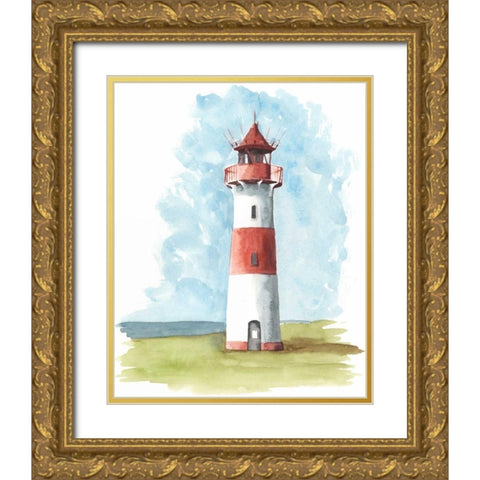 Watercolor Lighthouse II Gold Ornate Wood Framed Art Print with Double Matting by McCavitt, Naomi