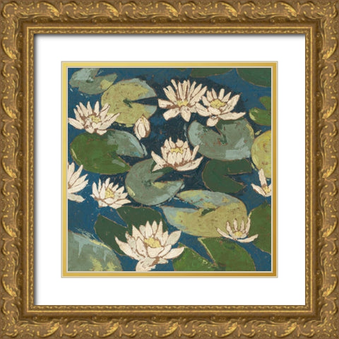 Water Flowers I Gold Ornate Wood Framed Art Print with Double Matting by Meagher, Megan