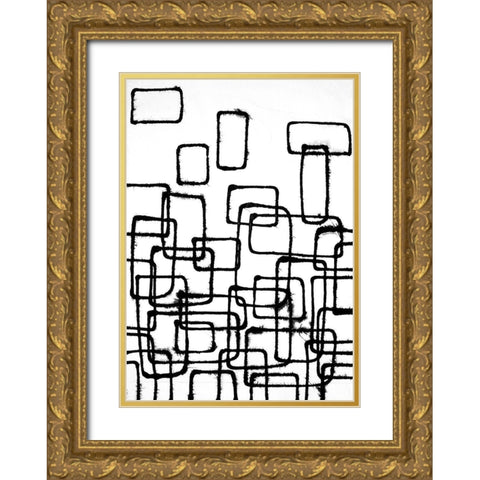 Linear Effervescence I Gold Ornate Wood Framed Art Print with Double Matting by Willett, Michael
