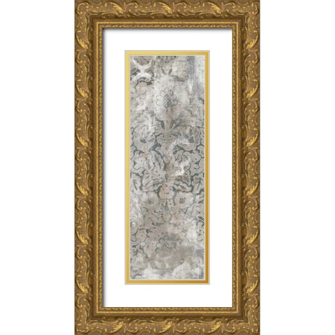 Weathered Damask Panel III Gold Ornate Wood Framed Art Print with Double Matting by Vess, June Erica