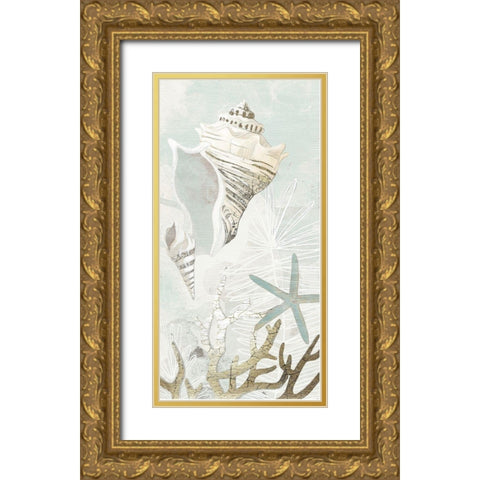 Golden Reef Panel I Gold Ornate Wood Framed Art Print with Double Matting by Vess, June Erica