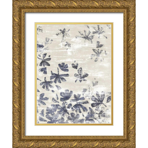Petal Batik I Gold Ornate Wood Framed Art Print with Double Matting by Vess, June Erica