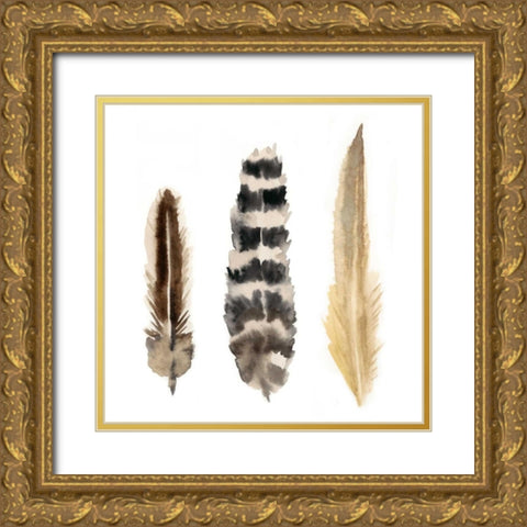 Watercolor Plumes II Gold Ornate Wood Framed Art Print with Double Matting by McCavitt, Naomi