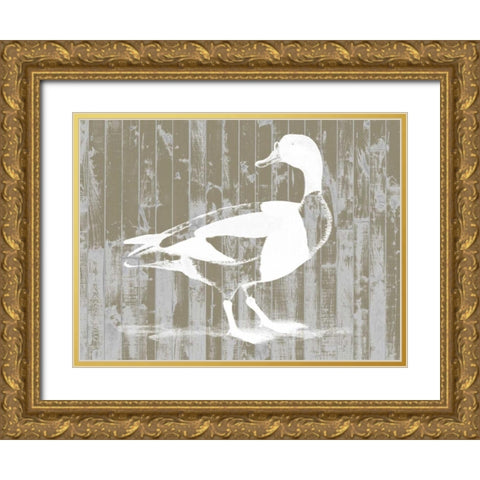 Woodgrain Fowl I Gold Ornate Wood Framed Art Print with Double Matting by Goldberger, Jennifer