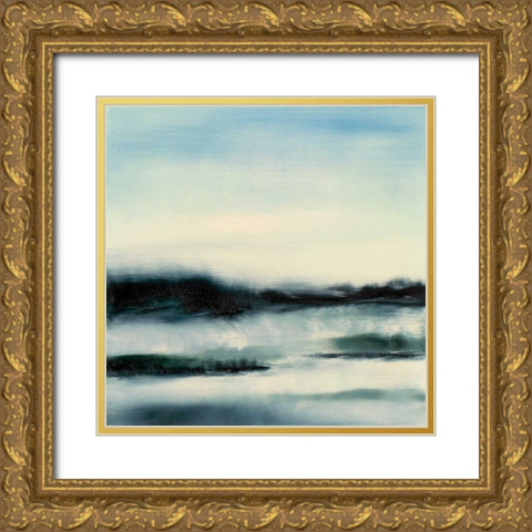 Aqueous Scape  Gold Ornate Wood Framed Art Print with Double Matting by Gordon, Sharon
