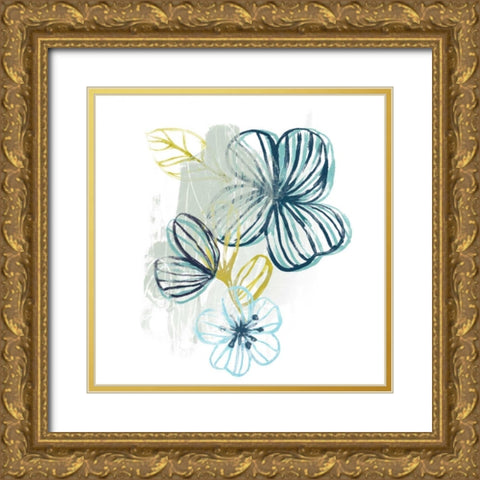 Floral Offset I Gold Ornate Wood Framed Art Print with Double Matting by Vess, June Erica