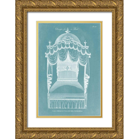 Design for a Bed III Gold Ornate Wood Framed Art Print with Double Matting by Hepplewhite