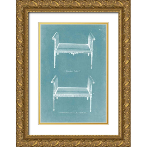 Design for a Window Seat II Gold Ornate Wood Framed Art Print with Double Matting by Hepplewhite