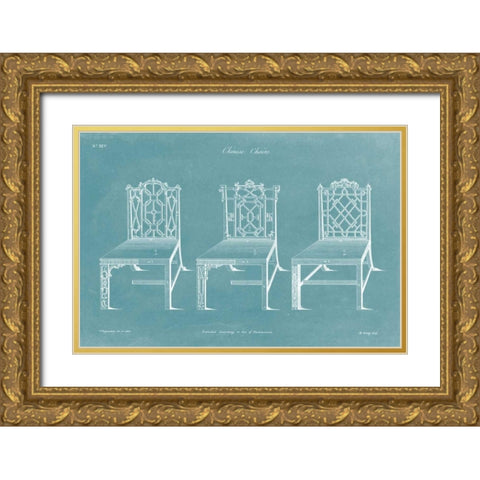 Design for a Chair I Gold Ornate Wood Framed Art Print with Double Matting by Chippendale, Thomas