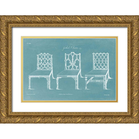 Design for a Chair II Gold Ornate Wood Framed Art Print with Double Matting by Chippendale, Thomas