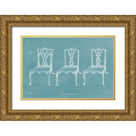 Design for a Chair IV Gold Ornate Wood Framed Art Print with Double Matting by Chippendale, Thomas