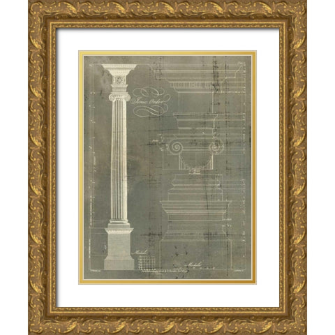 Column Blueprint II Gold Ornate Wood Framed Art Print with Double Matting by Sheraton, Thomas