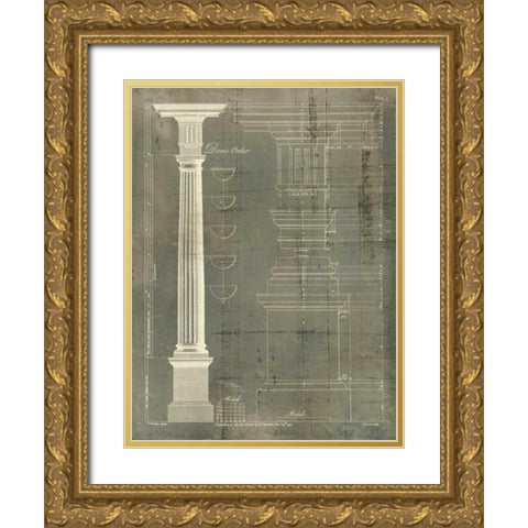 Column Blueprint IV Gold Ornate Wood Framed Art Print with Double Matting by Sheraton, Thomas