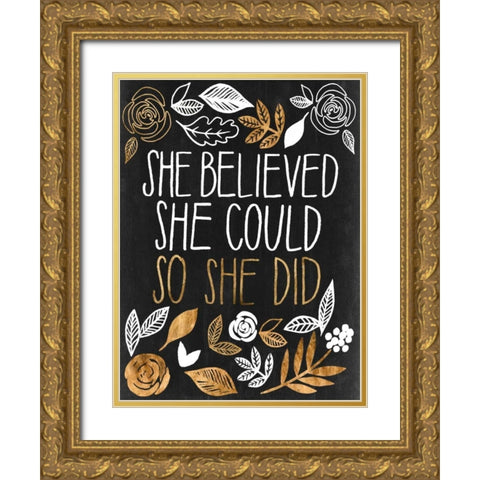 Girl Power III Gold Ornate Wood Framed Art Print with Double Matting by Popp, Grace