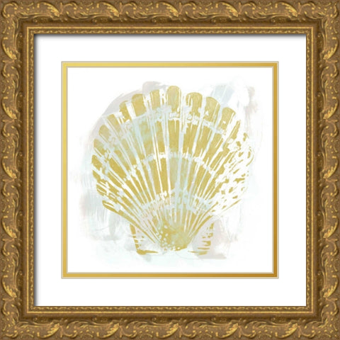 Seaside Blockprints I Gold Ornate Wood Framed Art Print with Double Matting by Vess, June Erica