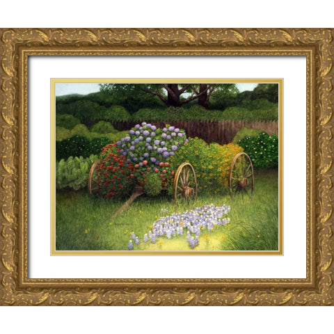 Flower Wagon Gold Ornate Wood Framed Art Print with Double Matting by Matcham, Marcia