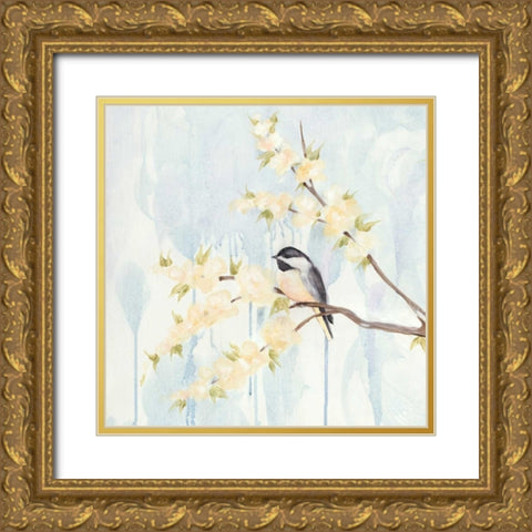 Spring Chickadees I Gold Ornate Wood Framed Art Print with Double Matting by Reynolds, Jade