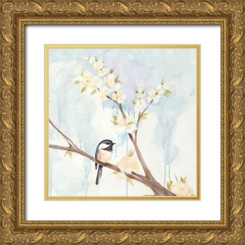 Spring Chickadees II Gold Ornate Wood Framed Art Print with Double Matting by Reynolds, Jade