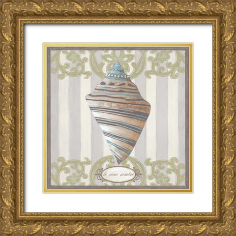 Riviera Shell II Gold Ornate Wood Framed Art Print with Double Matting by Vess, June Erica