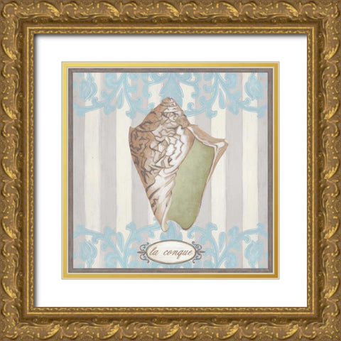 Riviera Shell IV Gold Ornate Wood Framed Art Print with Double Matting by Vess, June Erica