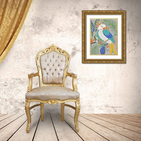 Tropical Cockatoo Gold Ornate Wood Framed Art Print with Double Matting by Zarris, Chariklia