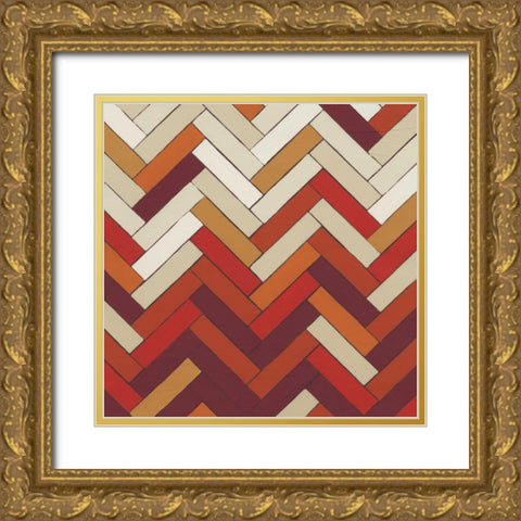 Parquet Prism III Gold Ornate Wood Framed Art Print with Double Matting by Vess, June Erica