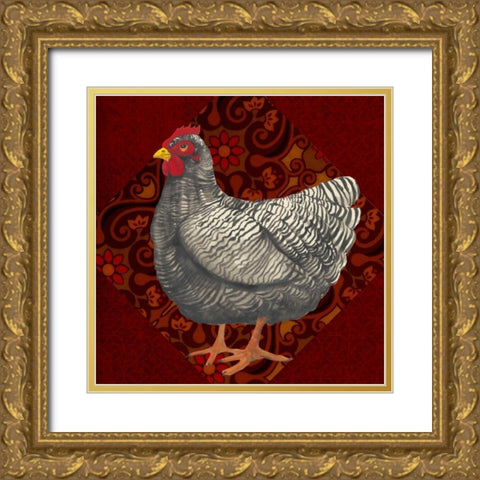 Yard Bird IV Gold Ornate Wood Framed Art Print with Double Matting by Popp, Grace