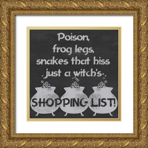 Spooky Chalkboard III Gold Ornate Wood Framed Art Print with Double Matting by Popp, Grace