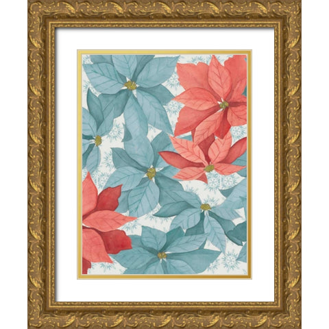 Christmas Poinsettia I Gold Ornate Wood Framed Art Print with Double Matting by Popp, Grace