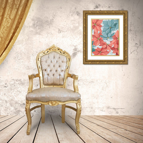 Christmas Poinsettia II Gold Ornate Wood Framed Art Print with Double Matting by Popp, Grace