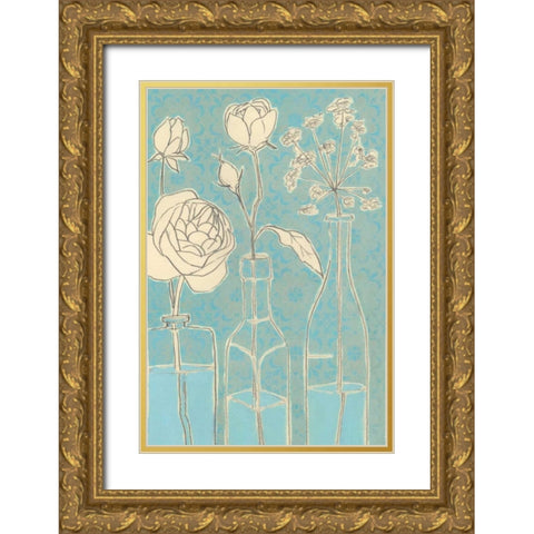 Apothecary Flowers I Gold Ornate Wood Framed Art Print with Double Matting by Popp, Grace
