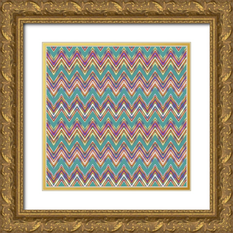 Chevron Waves II Gold Ornate Wood Framed Art Print with Double Matting by Hoffman, Katia