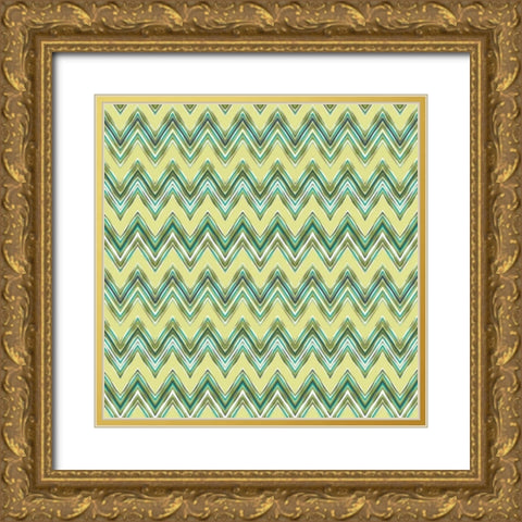 Chevron Waves III Gold Ornate Wood Framed Art Print with Double Matting by Hoffman, Katia