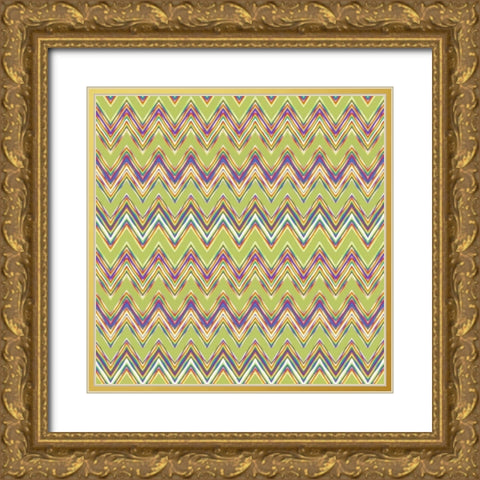 Chevron Waves V Gold Ornate Wood Framed Art Print with Double Matting by Hoffman, Katia