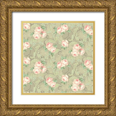 Downton Roses I Gold Ornate Wood Framed Art Print with Double Matting by Hoffman, Katia