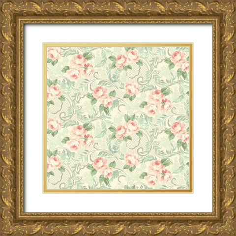 Downton Roses II Gold Ornate Wood Framed Art Print with Double Matting by Hoffman, Katia