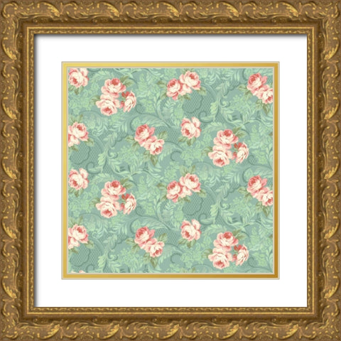 Downton Roses III Gold Ornate Wood Framed Art Print with Double Matting by Hoffman, Katia