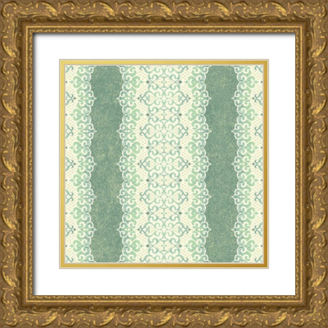 Downton Stripe I Gold Ornate Wood Framed Art Print with Double Matting by Hoffman, Katia