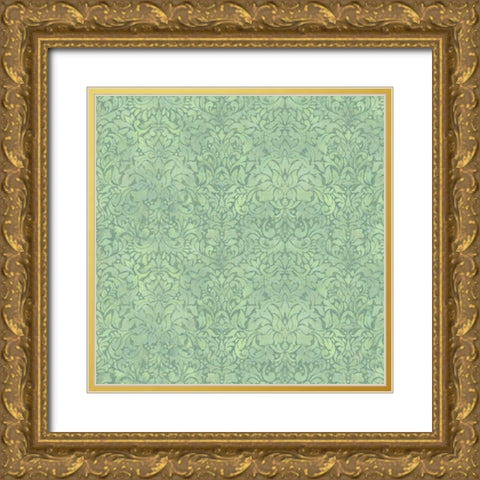 Downton Damask III Gold Ornate Wood Framed Art Print with Double Matting by Hoffman, Katia