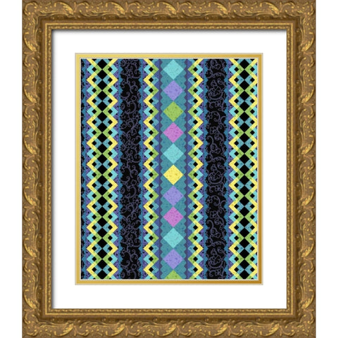 Vintage Stripe I Gold Ornate Wood Framed Art Print with Double Matting by Hoffman, Katia