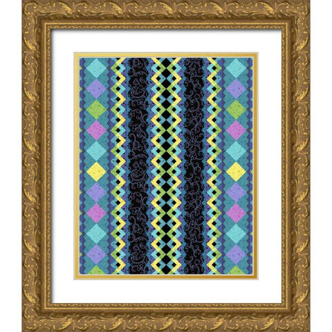 Vintage Stripe II Gold Ornate Wood Framed Art Print with Double Matting by Hoffman, Katia
