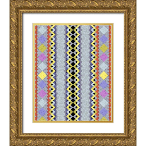 Vintage Stripe III Gold Ornate Wood Framed Art Print with Double Matting by Hoffman, Katia