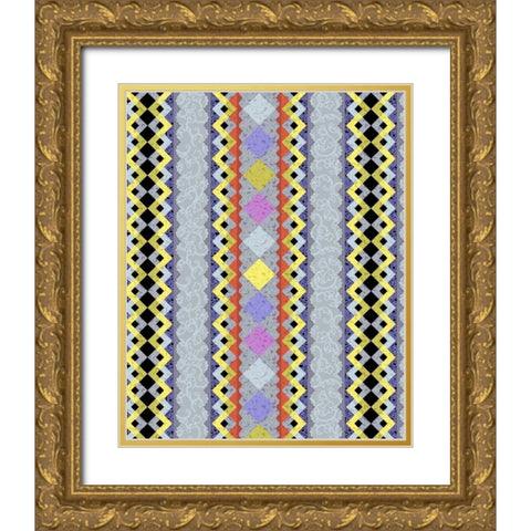 Vintage Stripe IV Gold Ornate Wood Framed Art Print with Double Matting by Hoffman, Katia